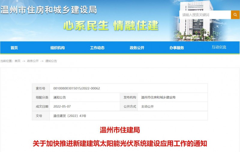 浙江溫州：政府、國(guó)企投資建筑光伏占比不低于12%，其他公共建筑不低于10%！