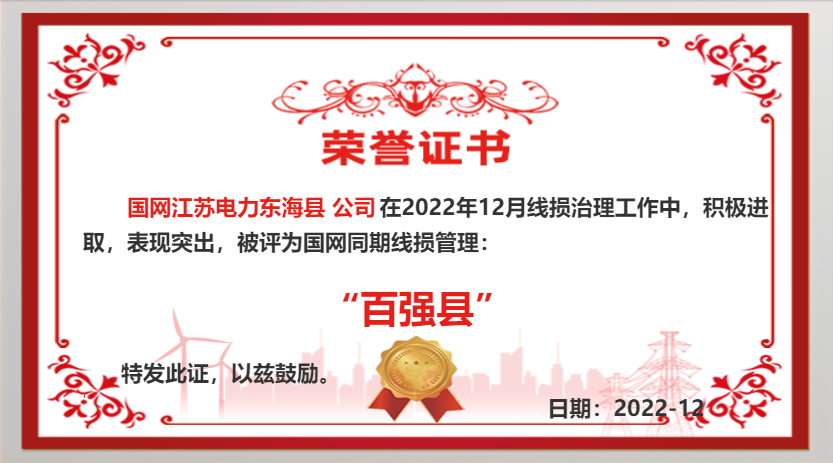 國網(wǎng)東?？h供電公司同期線損工作再獲佳績